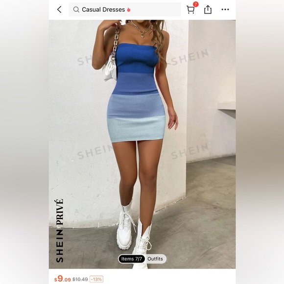 SHEIN Unity Rib Knit Color Block Panel Tube Dress - Picture 4 of 4